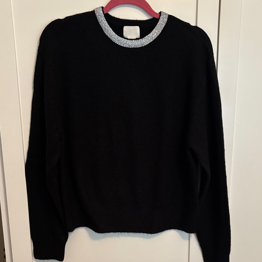 H&M Black Top with Silver Rhinestone Trim